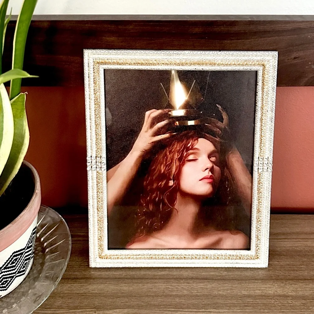 Crowned Queen Renaissance Woman Framed Wall Art Canvas Print Sparkle Baroque